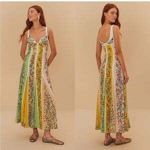 NWT FARM Rio Vibrant Floral Striped Maxi Multicolor Dress-size L!